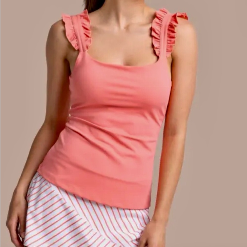 NWT Southern Tide Coral Ruffle Tank Top